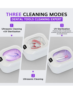 Denticare Pro – Limpeza de Prótese Dentária com Ultrassom e Esterilização UV-C Separada: Higiene e Purificação Completa